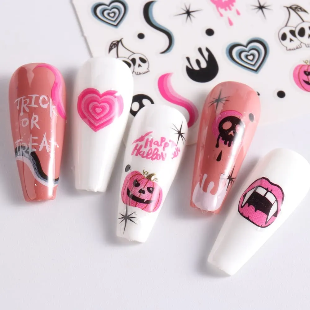 12 Fogli Adesivi Unghie Halloween bambini carini Nail Art Stickers Autoadesivi Stickers Unghie Decorazioni