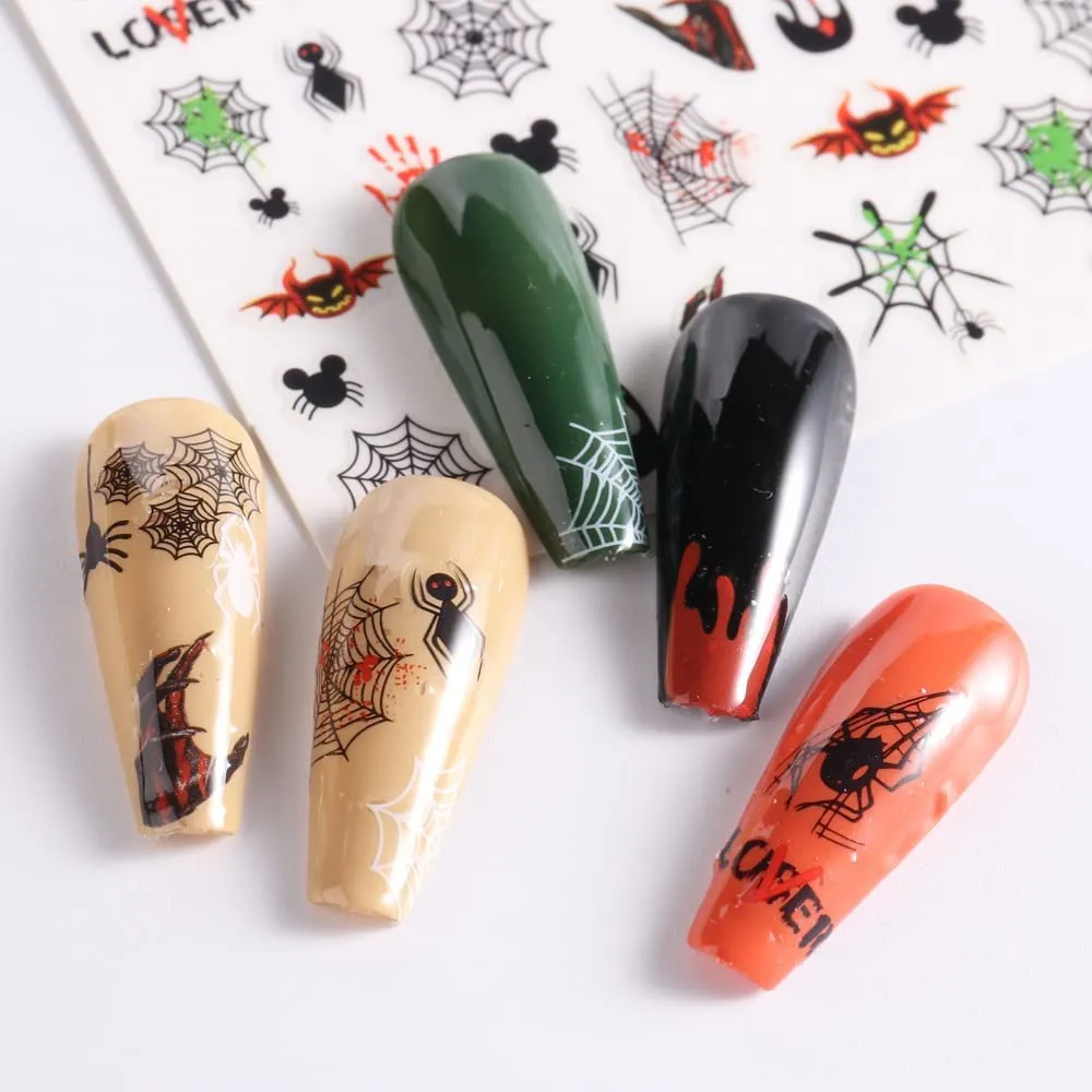 12 Fogli Adesivi Unghie Halloween bambini carini Nail Art Stickers Autoadesivi Stickers Unghie Decorazioni