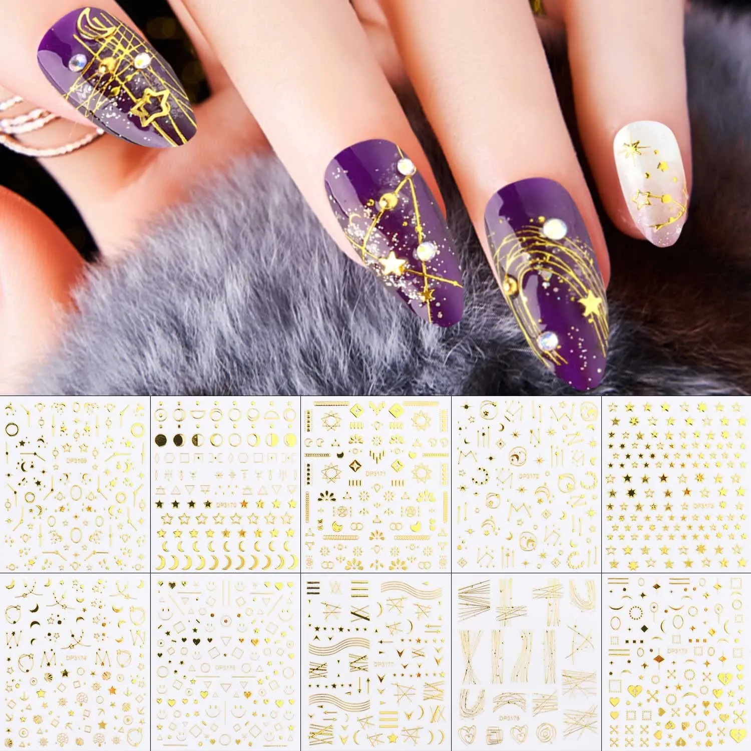 12 Fogli Adesivi Unghie Halloween bambini carini Nail Art Stickers Autoadesivi Stickers Unghie Decorazioni