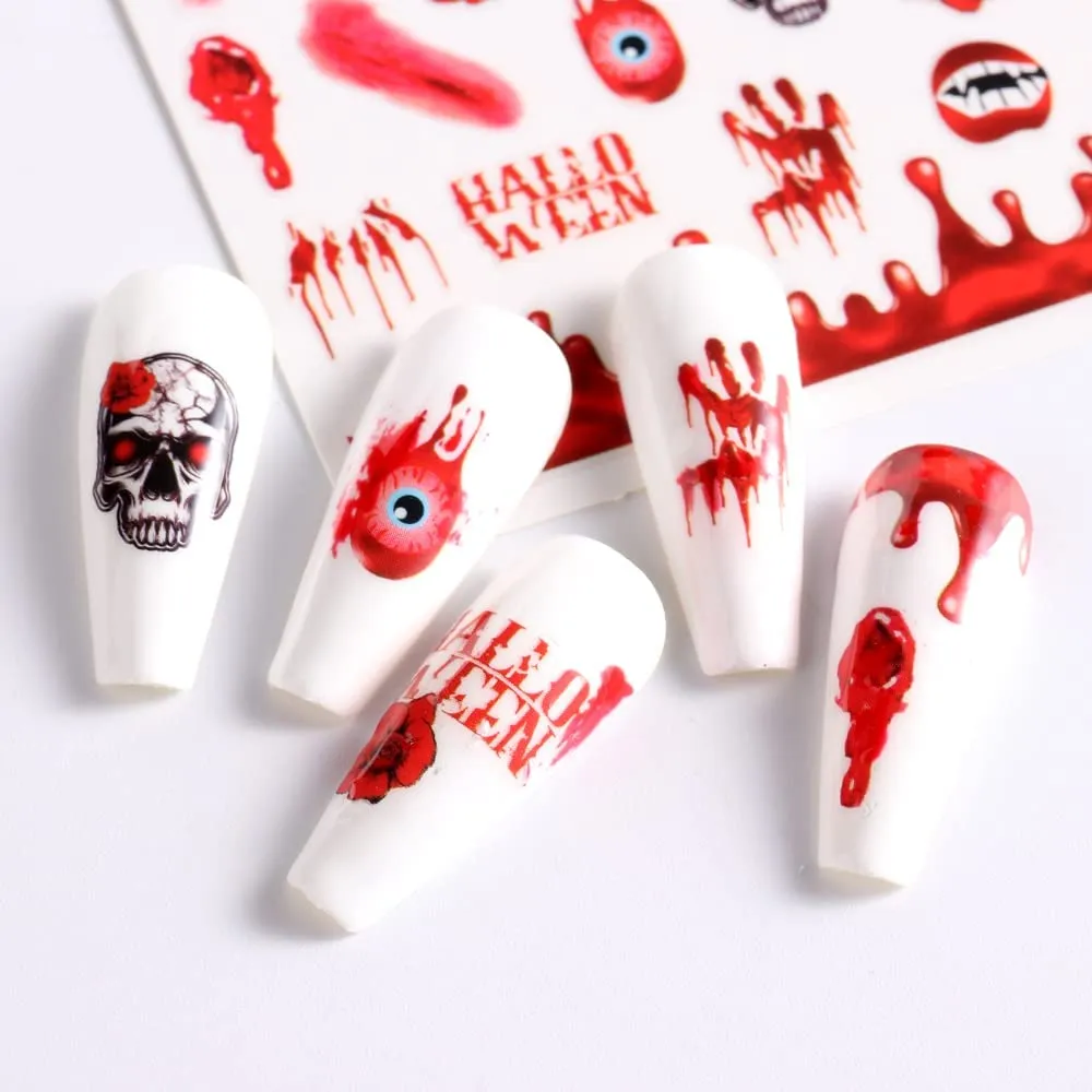 12 Fogli Adesivi Unghie Halloween bambini carini Nail Art Stickers Autoadesivi Stickers Unghie Decorazioni