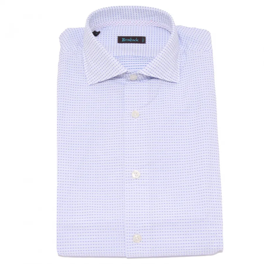 1656X camicia uomo BROUBACK TEXTURED SHIRT white/blue cotton man