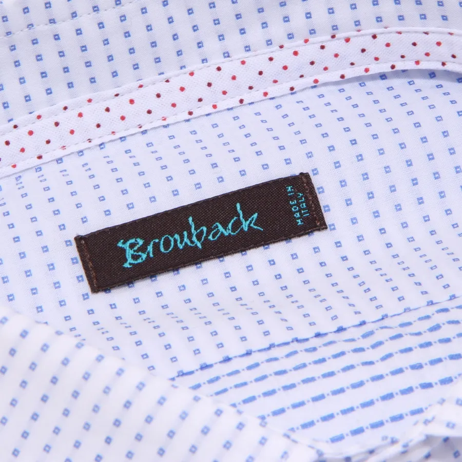 1656X camicia uomo BROUBACK TEXTURED SHIRT white/blue cotton man