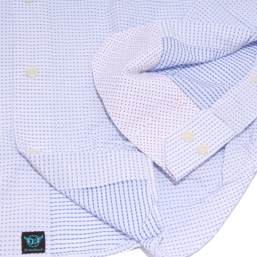 1656X camicia uomo BROUBACK TEXTURED SHIRT white/blue cotton man