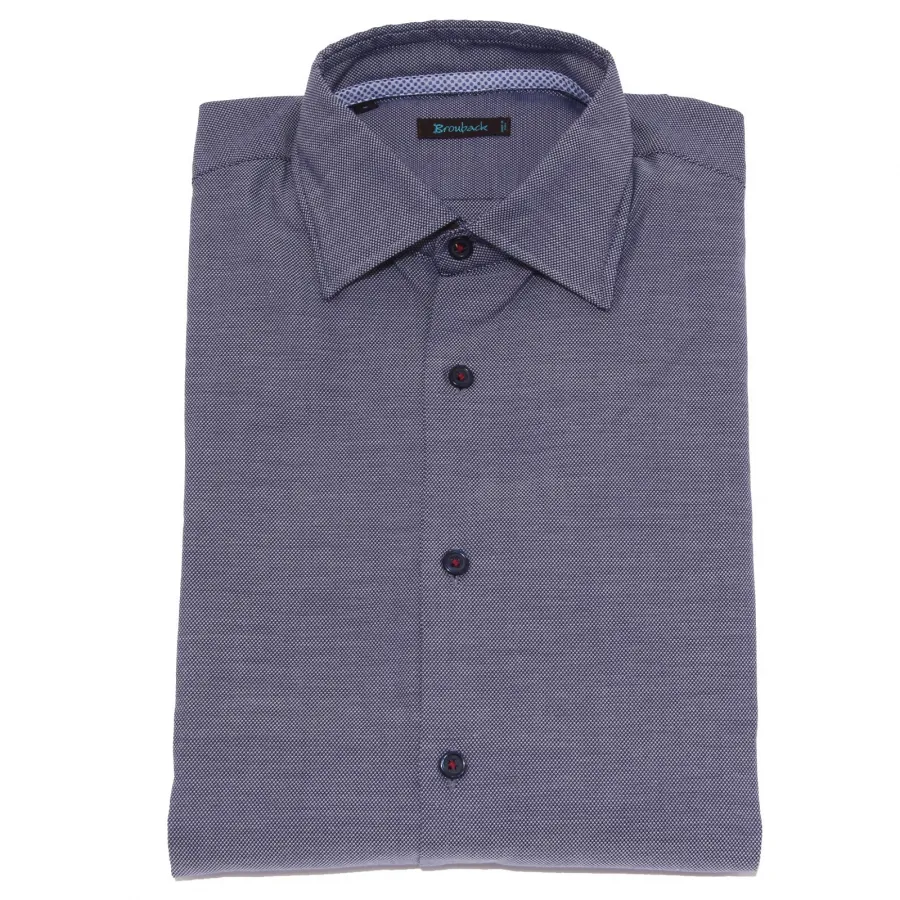 1716X camicia uomo BROUBACK TEXTURED SHIRT white/blue cotton man