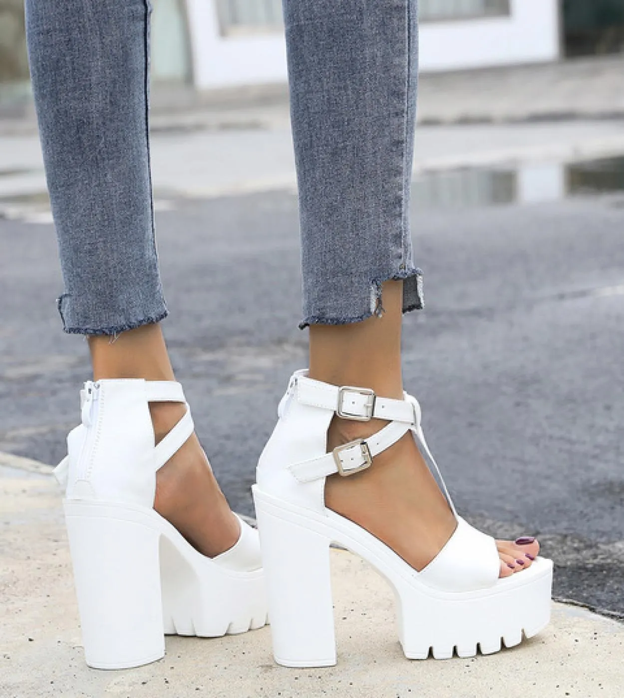 2022 sandali da donna estivi piattaforma impermeabile fibbia incrociata antiscivolo tacco spesso sandali con tacco alto scarpe d