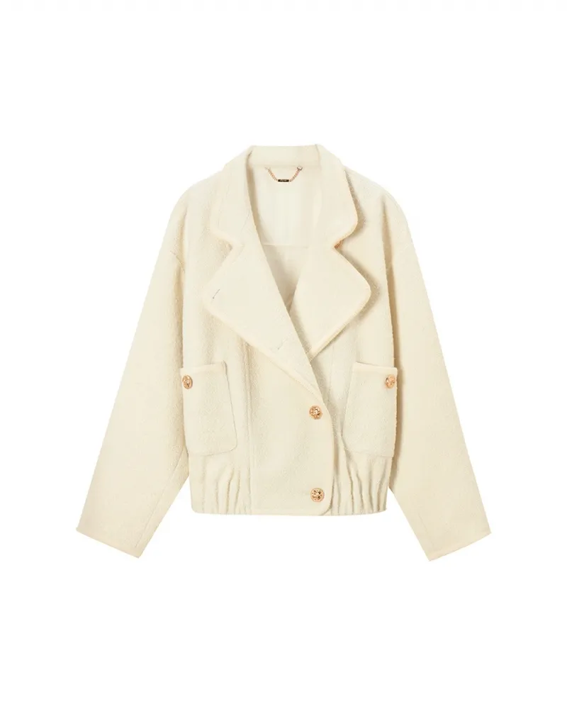 23 Qiu Yang Caiyu Stesso stile Cerchio bianco Cappotto di lana Design Giacca ampia Top Donna 15465