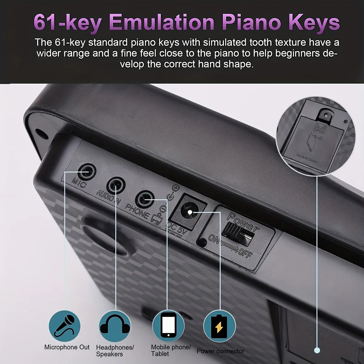 61 Tasti Pianoforte Per Bambini Tastiera Portatile Per Bambini Strumento Musicale Elettronico Tastiera Musicale Multifunzione Pi