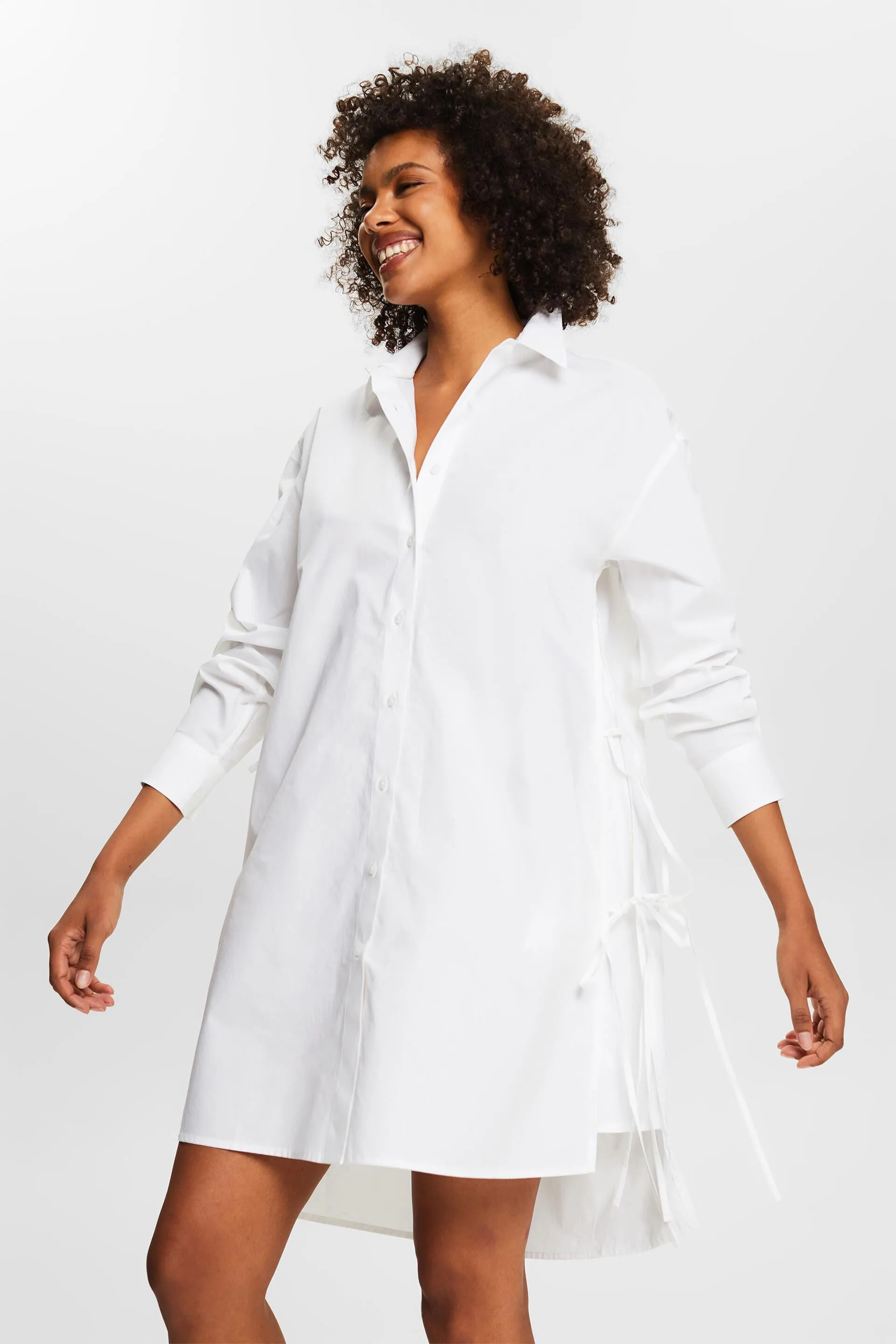 Abito camicia in popeline con nodi decorativi