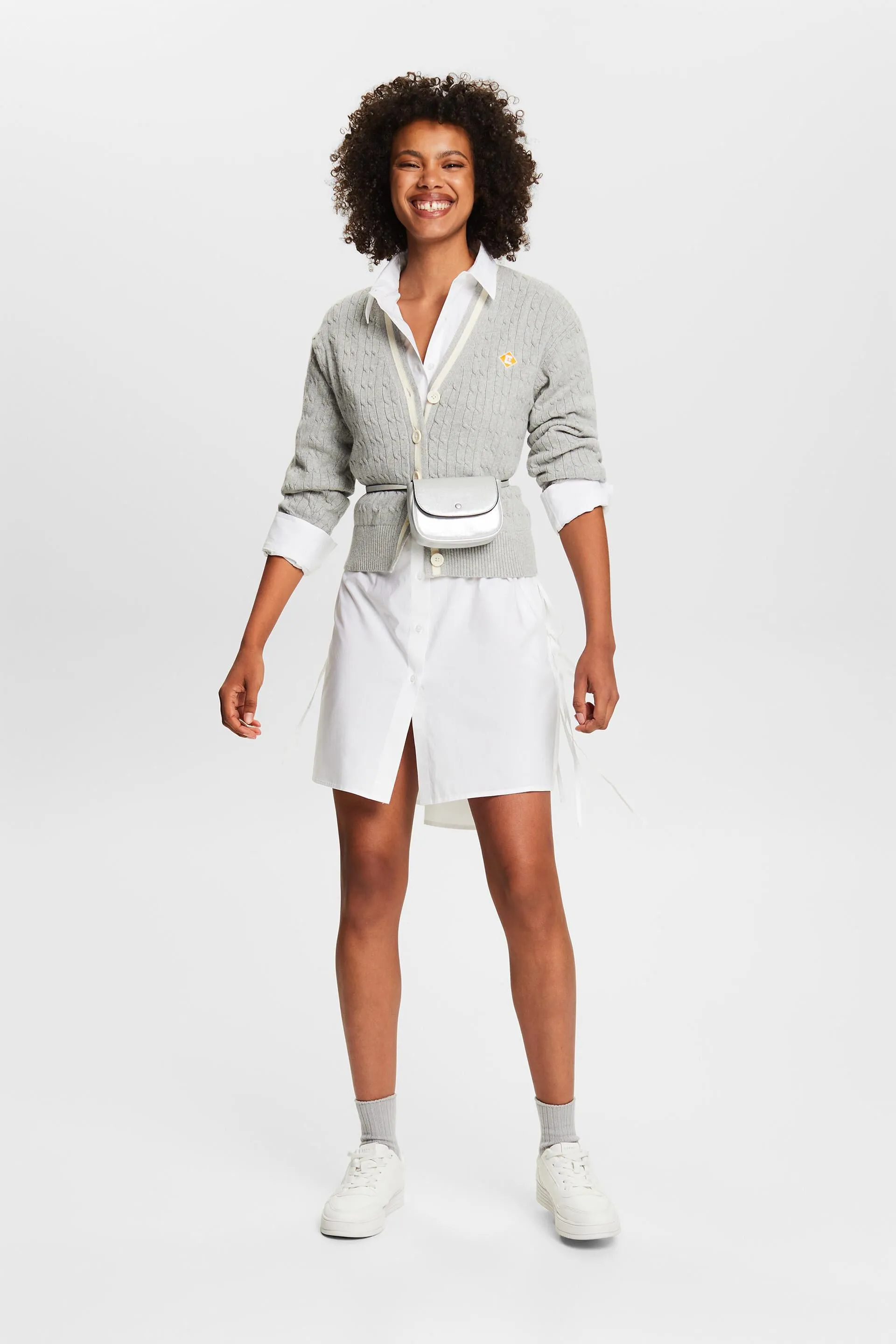 Abito camicia in popeline con nodi decorativi