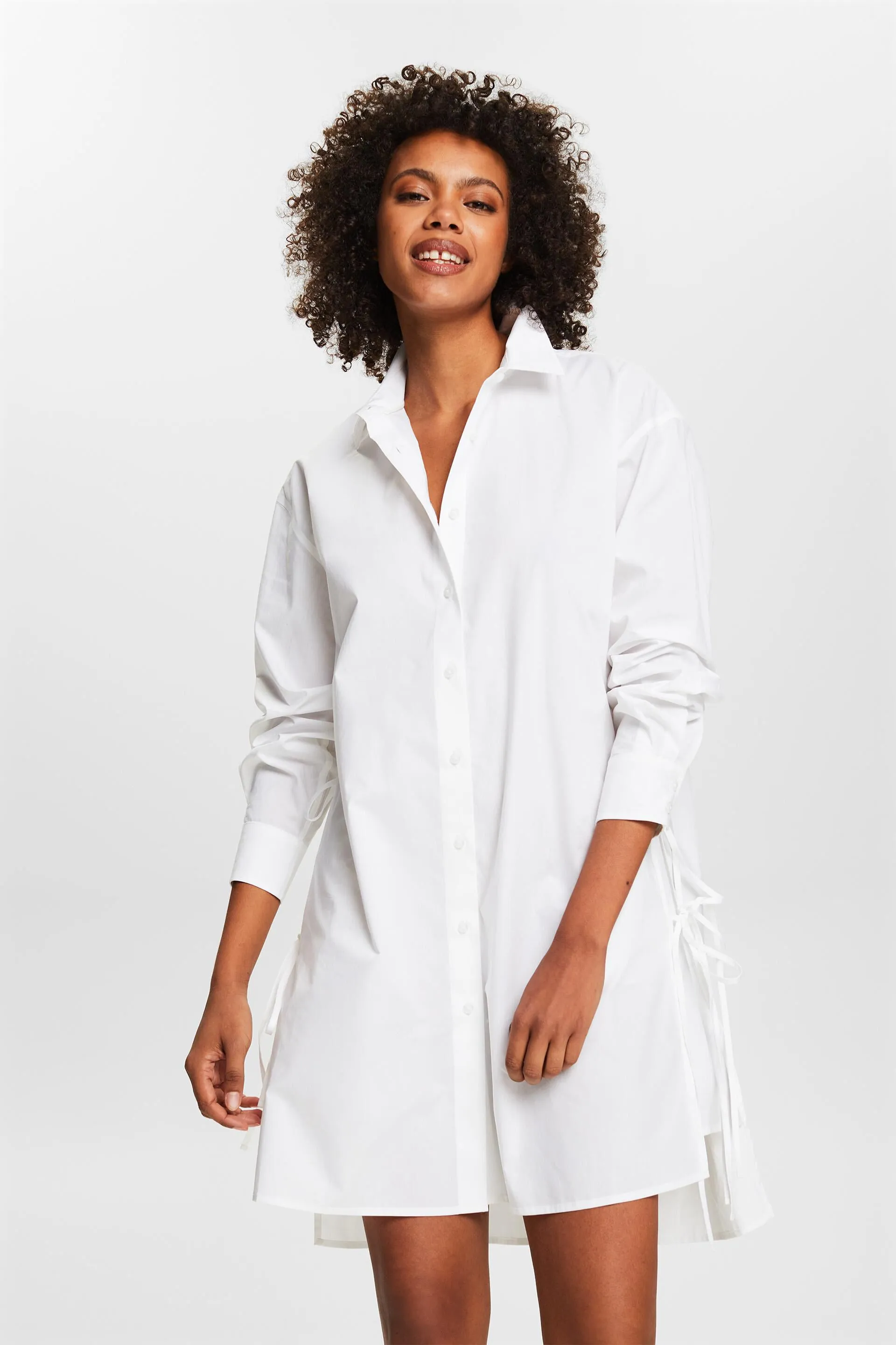 Abito camicia in popeline con nodi decorativi