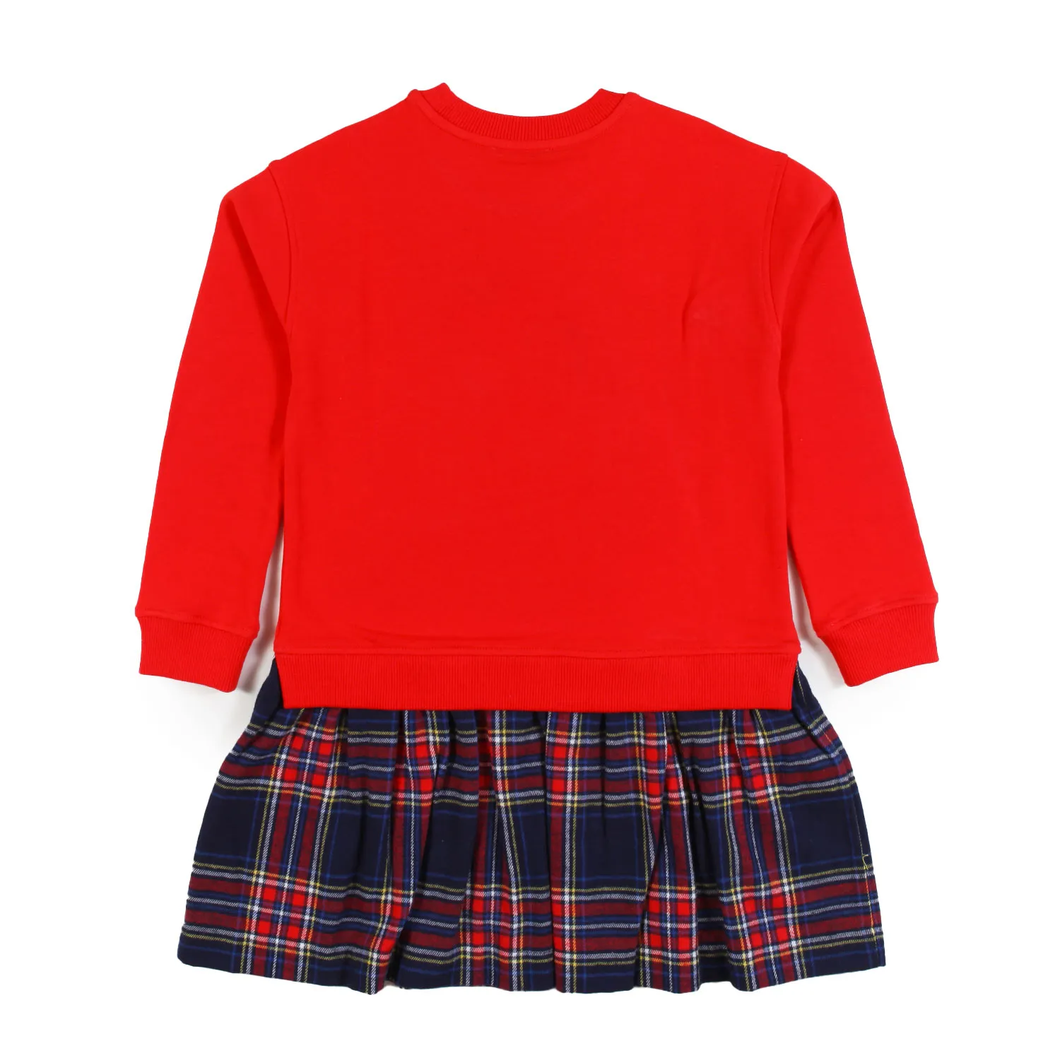 Abito Felpa Rosso Con Gonna Tartan Bambina