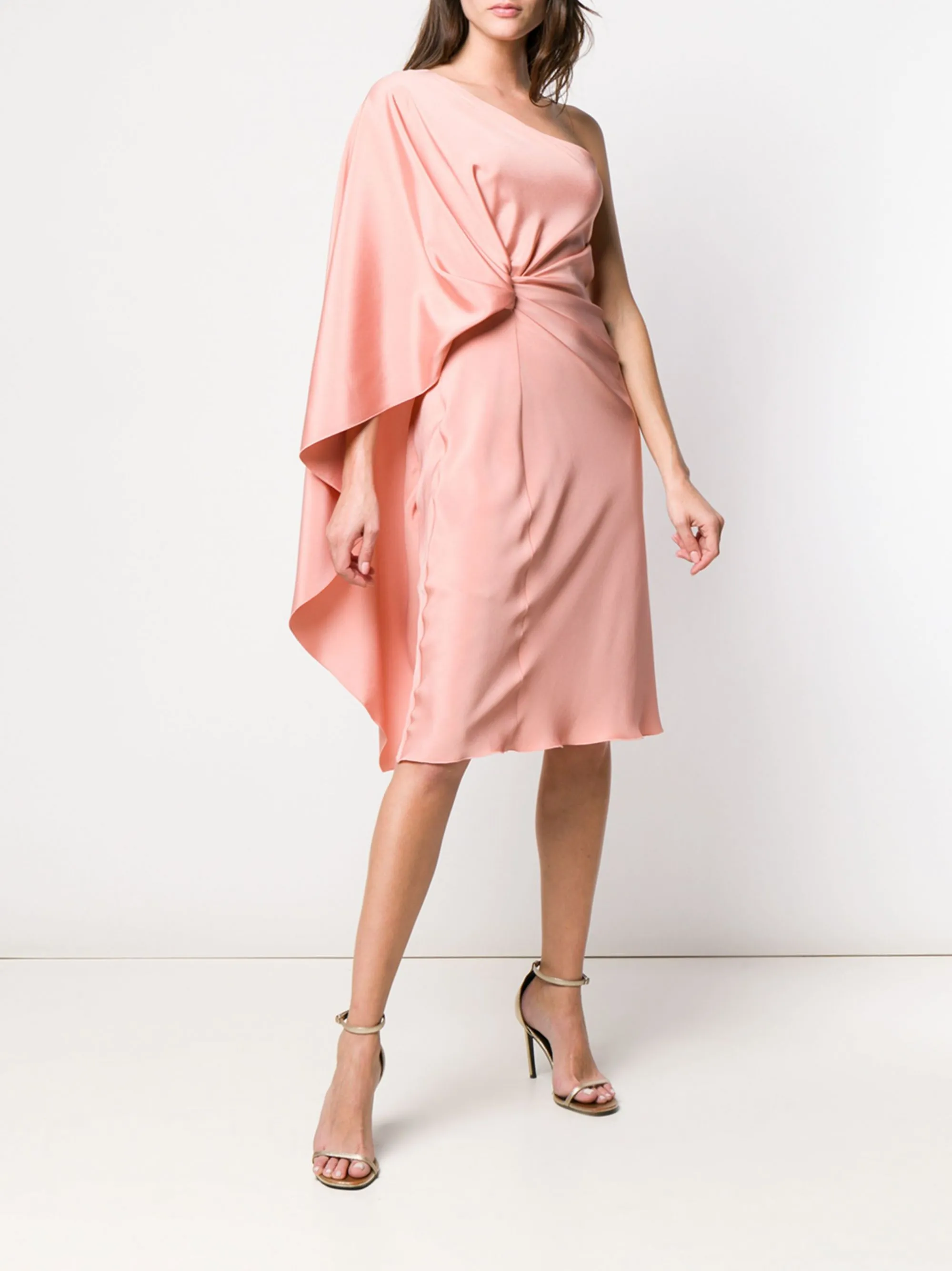 ABITO ROSA MONOSPALLA DRAPPEGGIATO