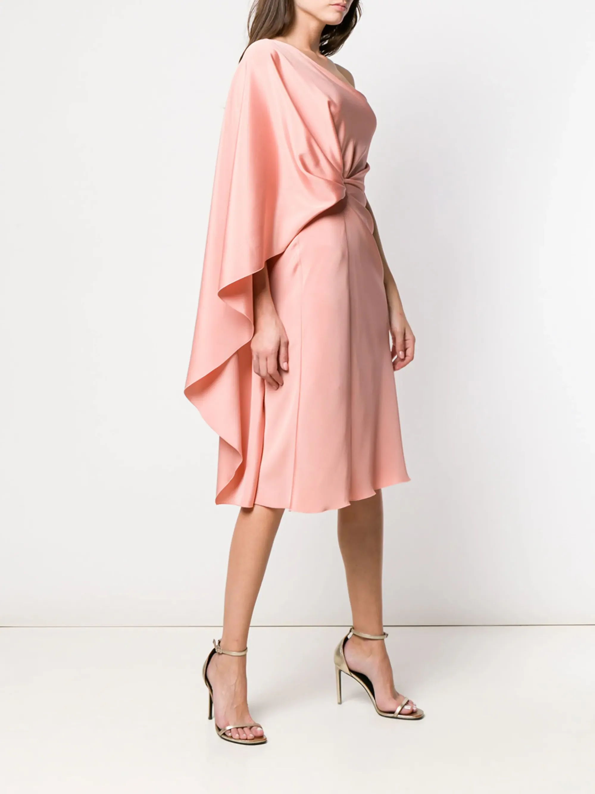 ABITO ROSA MONOSPALLA DRAPPEGGIATO