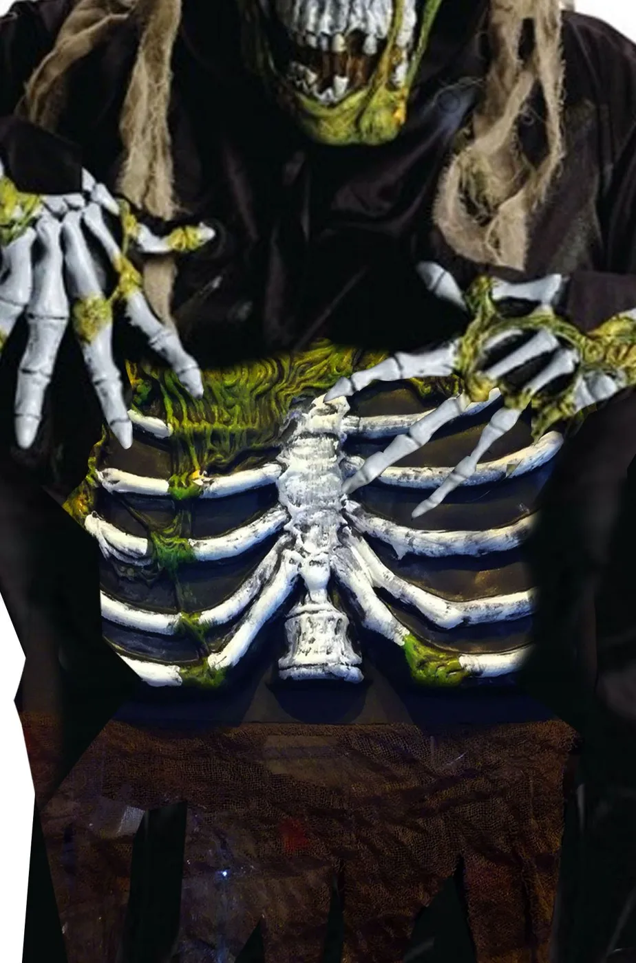 Addome da zombie halloween in eva con scheletro verde