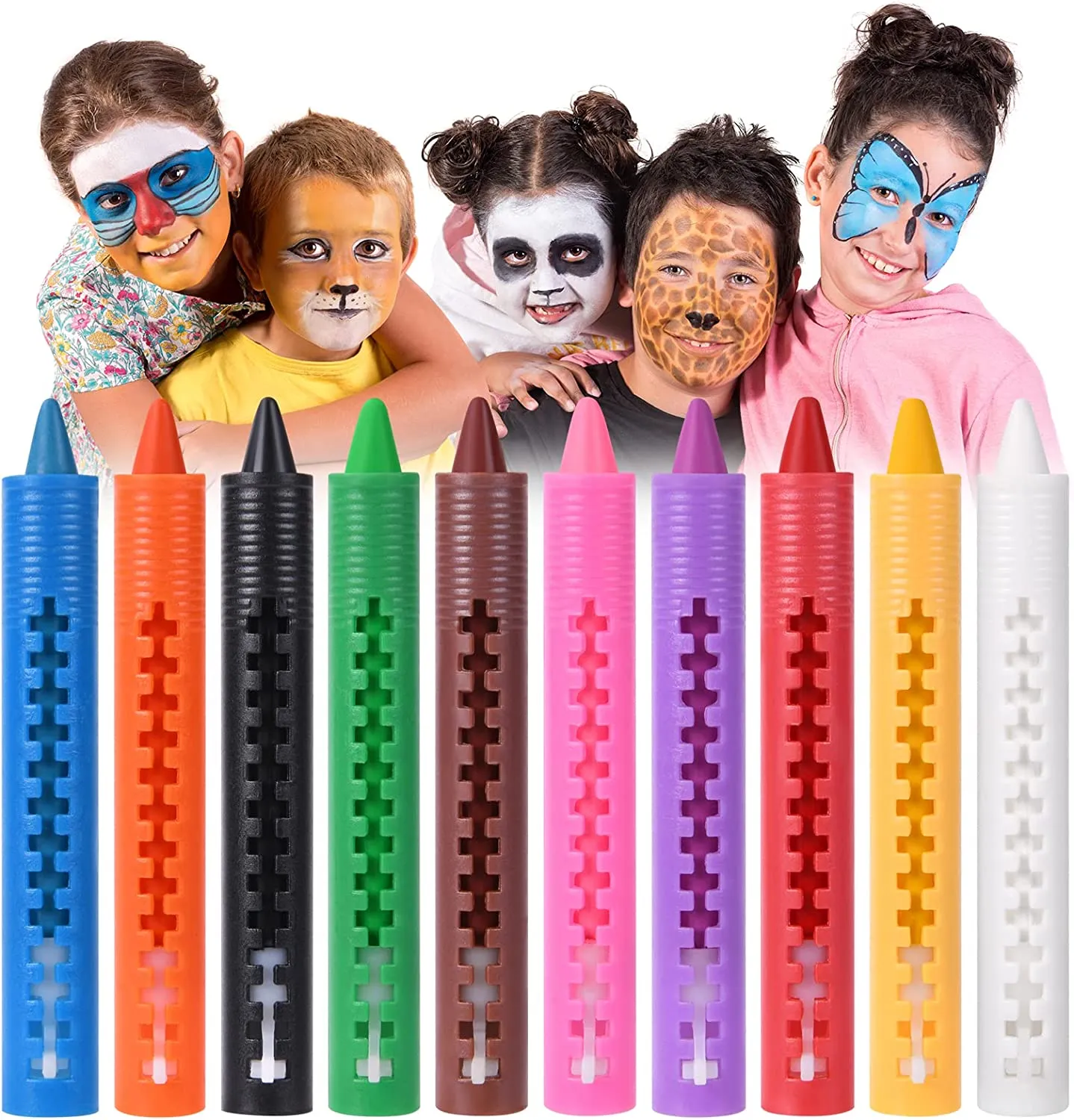AOMIG Truccabimbi, 10 Colori Face Body Painting, Pittura Corpo Sicuro e Non Tossico, Lavabile, per Bambini, Ragazzi, Carnevale, 