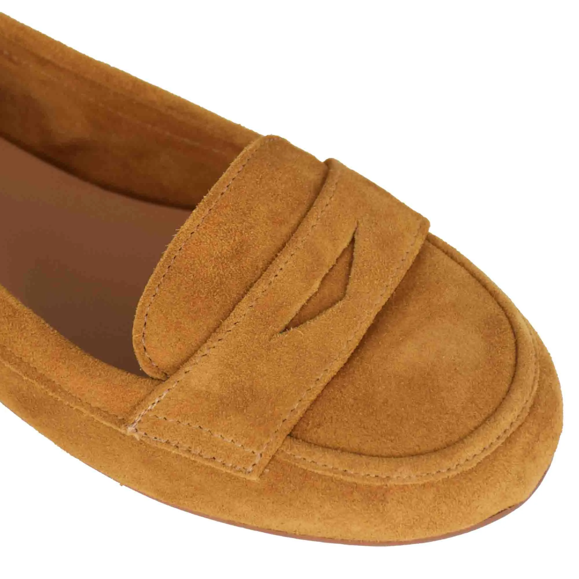 Ballerina classica da donna in pelle scamosciata colore marrone