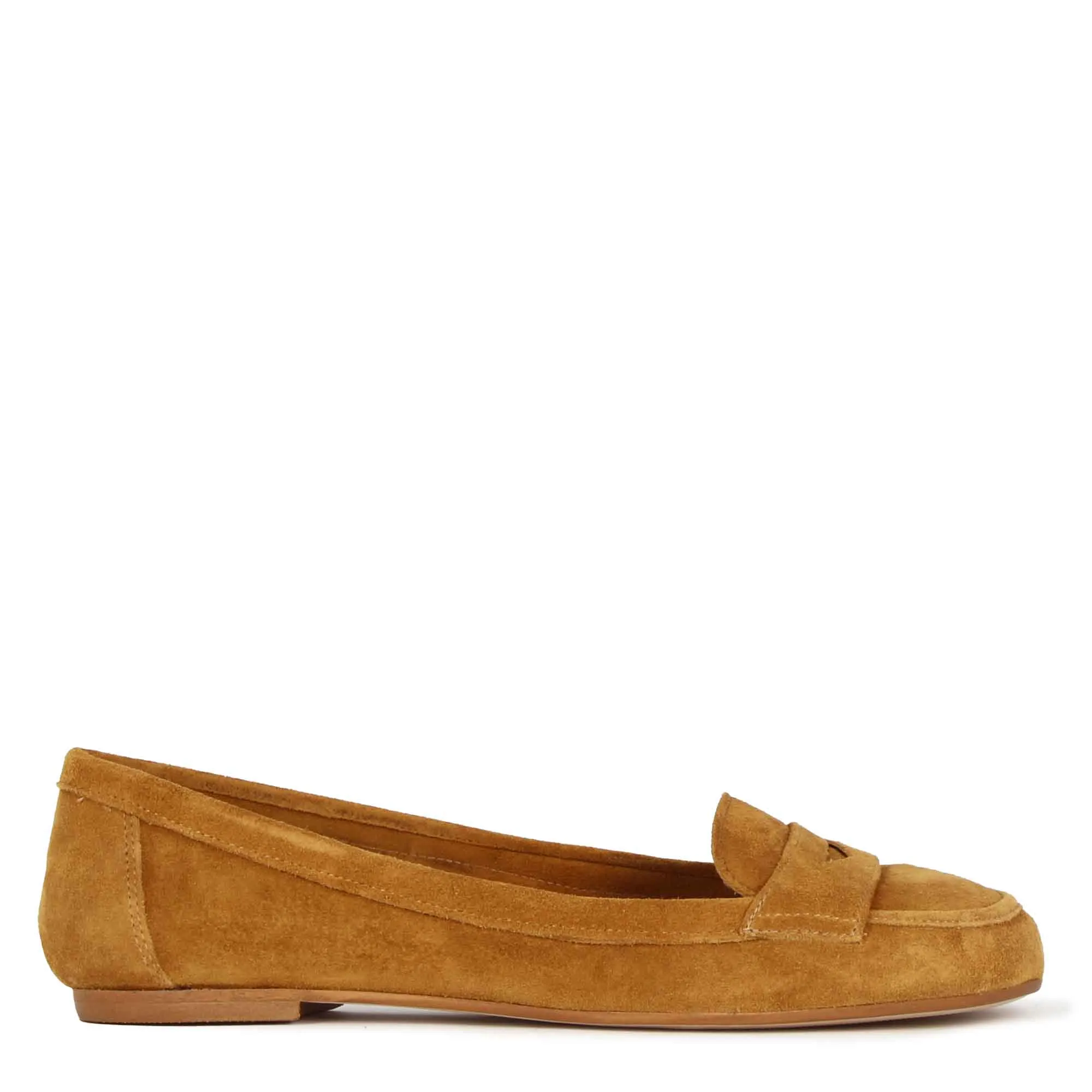 Ballerina classica da donna in pelle scamosciata colore marrone