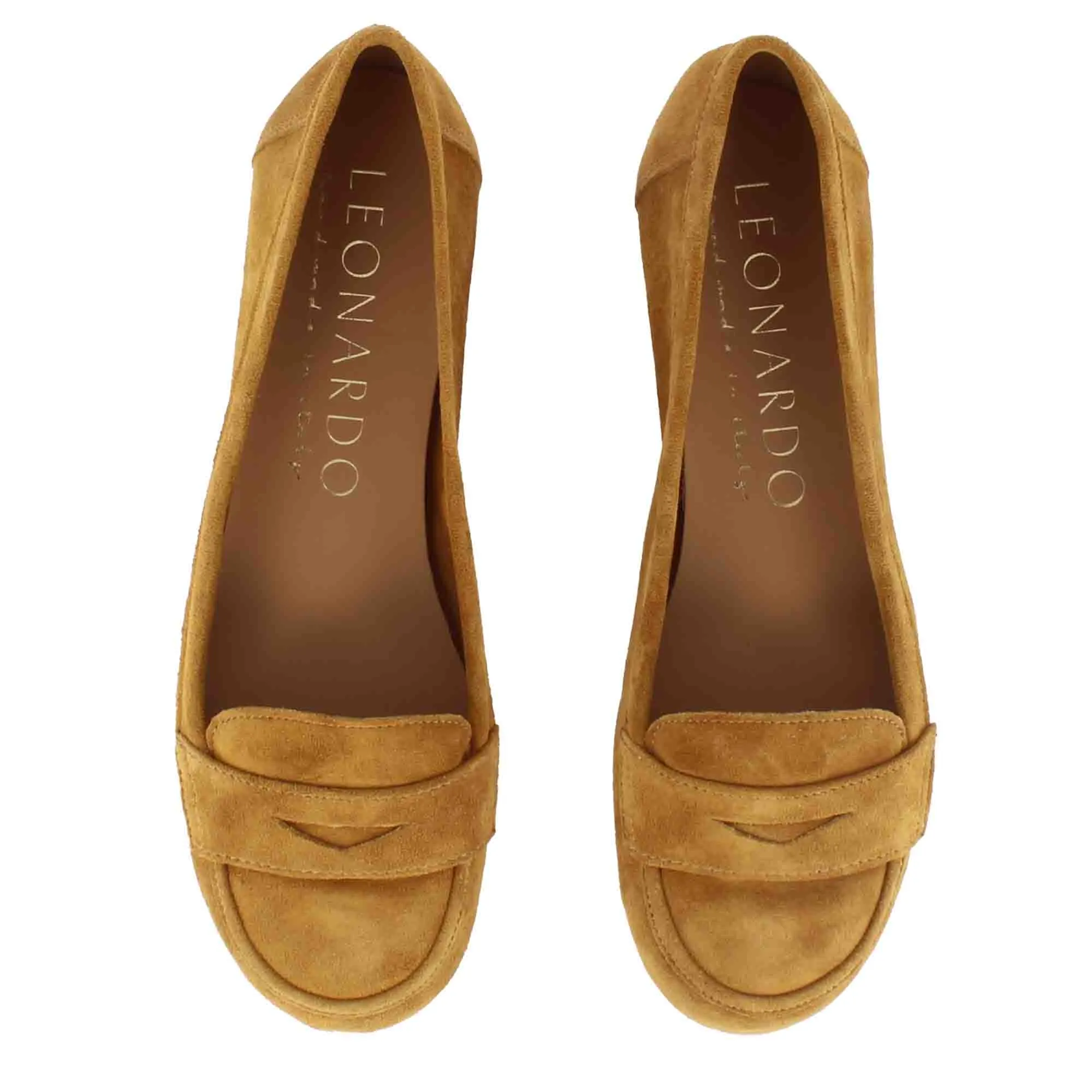 Ballerina classica da donna in pelle scamosciata colore marrone