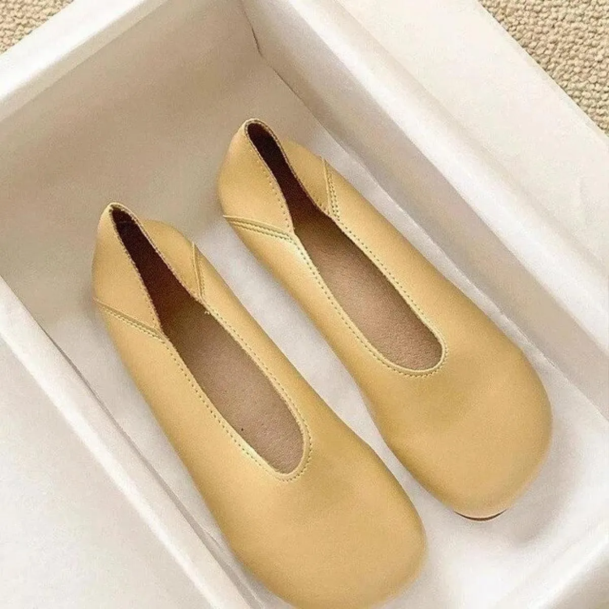 Ballerine in pelle Smile Circle da donna Scarpe semplici e comode con punta tonda