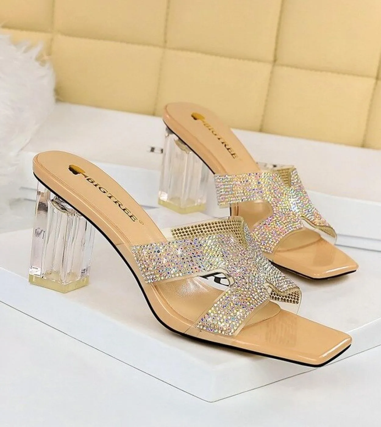 Bigtree Scarpe Donna Sandali Ciabatte Tacchi Trasparenti Moda Donna Scarpe Sandali Tacco Medio Sandali Tacco Spesso Donna S