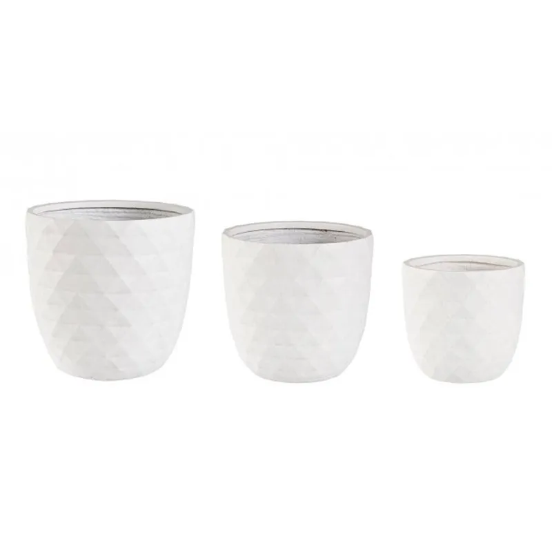 Bizzotto outdoor Set 3 porta vaso Pyramid bombato bianco