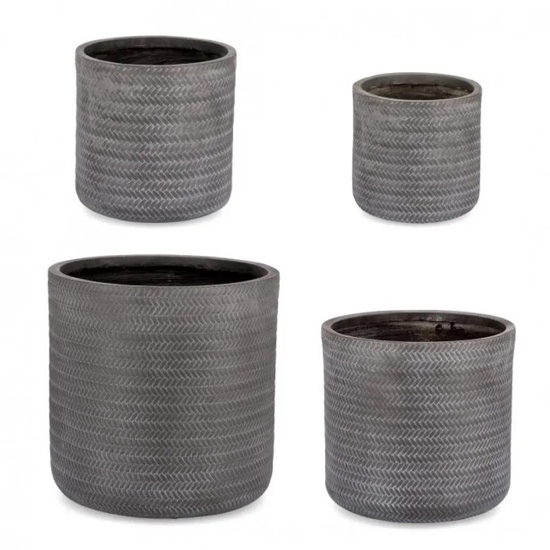 Bizzotto outdoor Set 4 porta vaso tressage cilindrico antracite