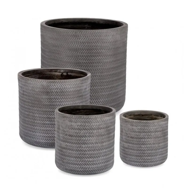 Bizzotto outdoor Set 4 porta vaso tressage cilindrico antracite