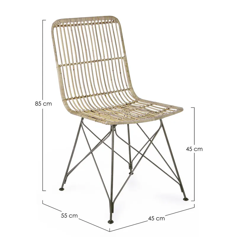 Bizzotto Set 4 sedie Lucila Kubu naturale