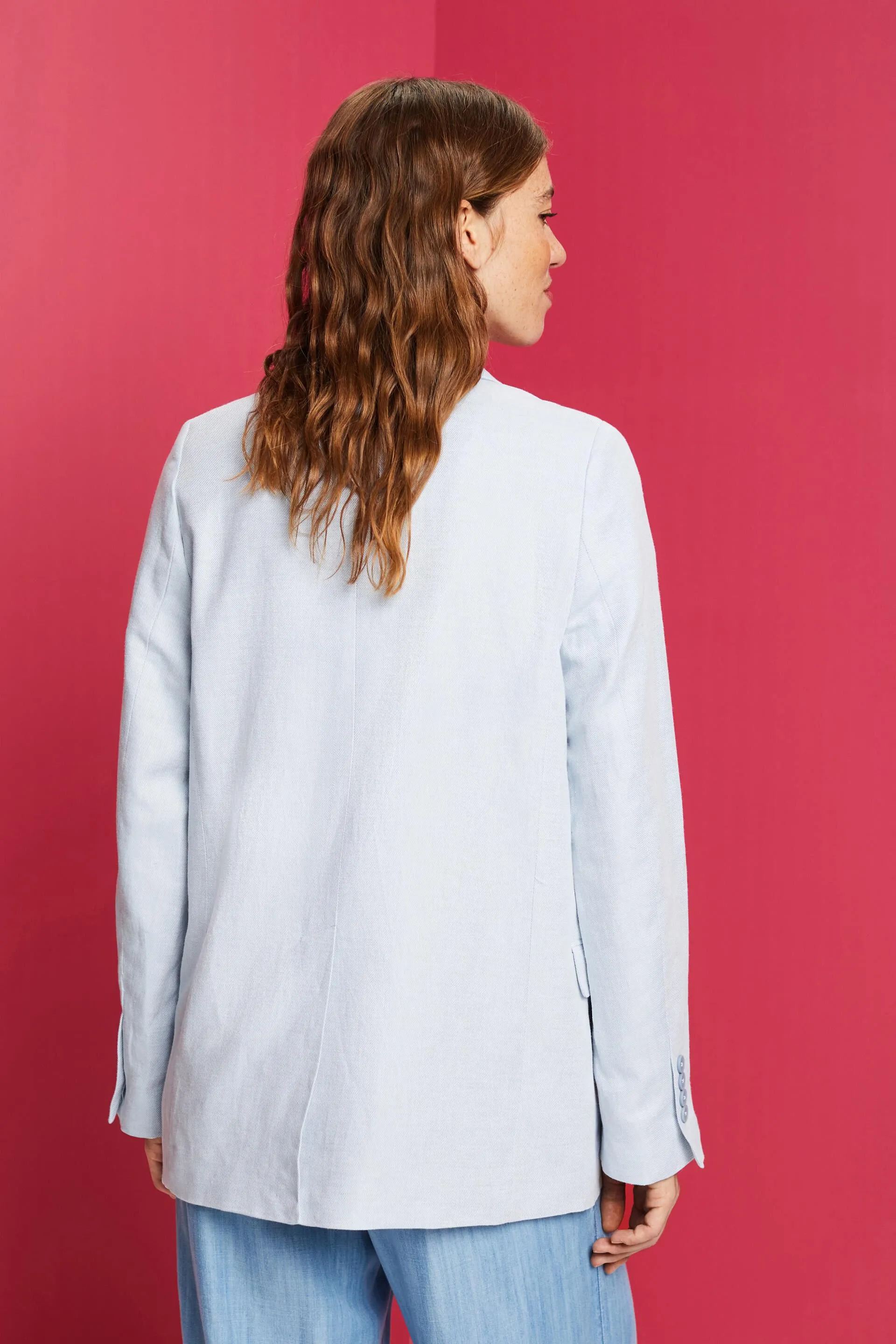 Blazer a doppiopetto in cotone e lino