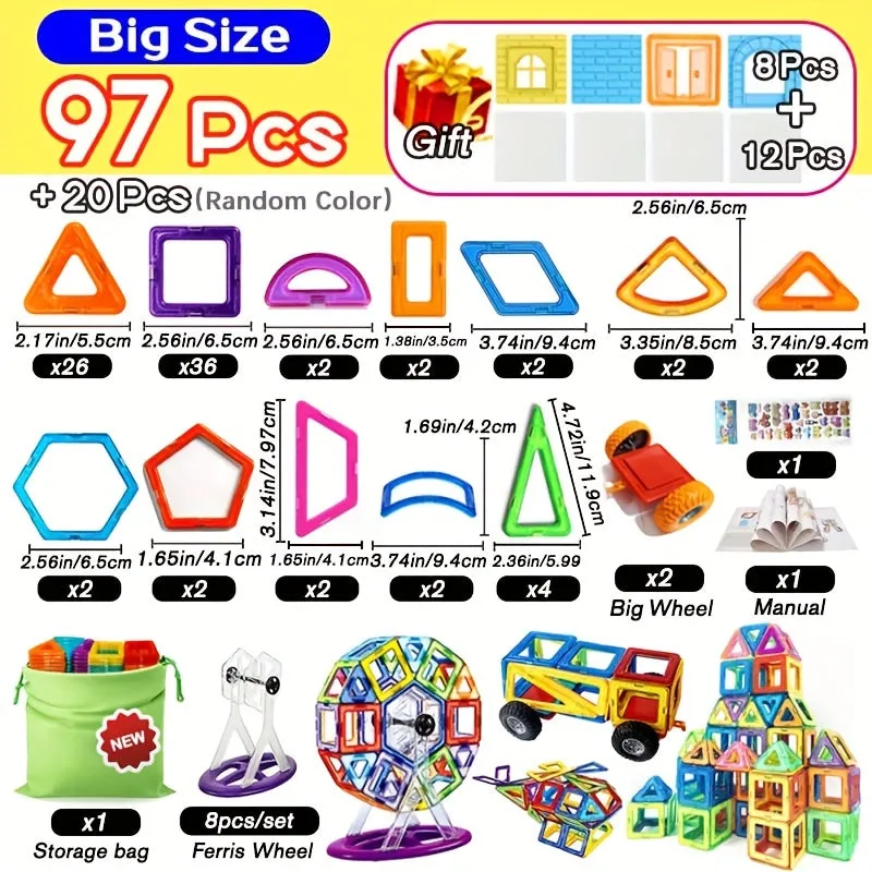 Blocchi magnetici di grandi dimensioni Designer fai da te Magnete Giocattolo Costruttore educativo Set Giocattoli per bambini, R