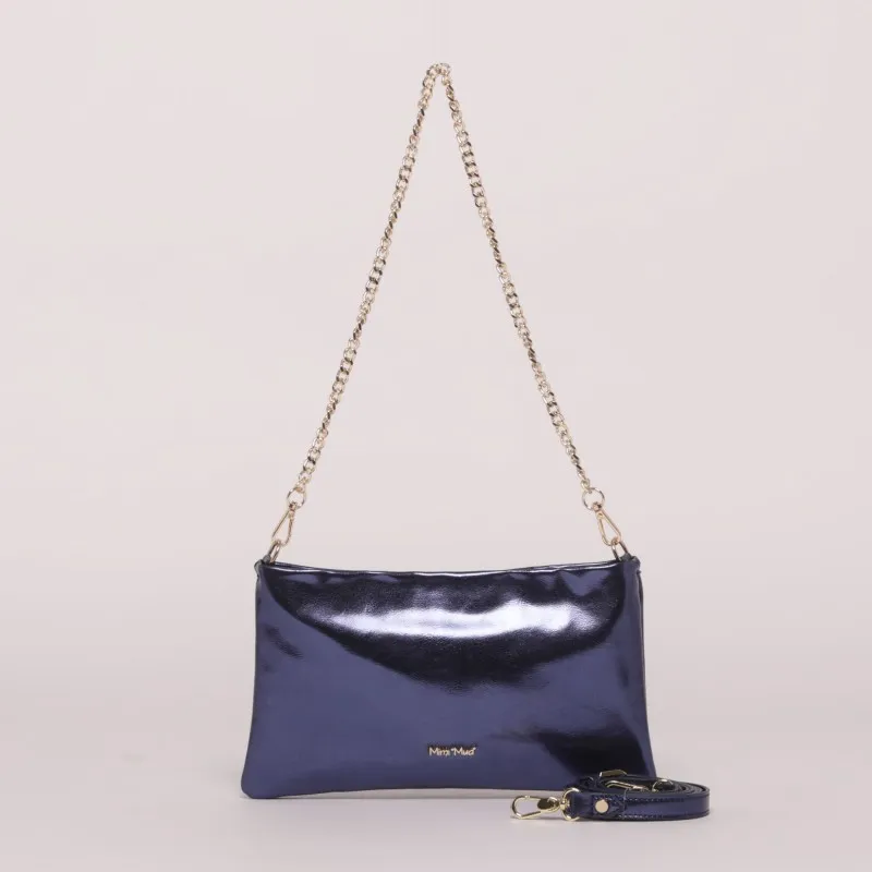 BORSA A BUSTA LAMINATO BLU