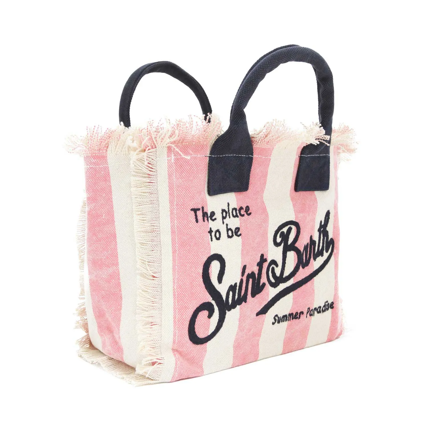Borsa A Mano Colette Bianca E Rosa A Strisce