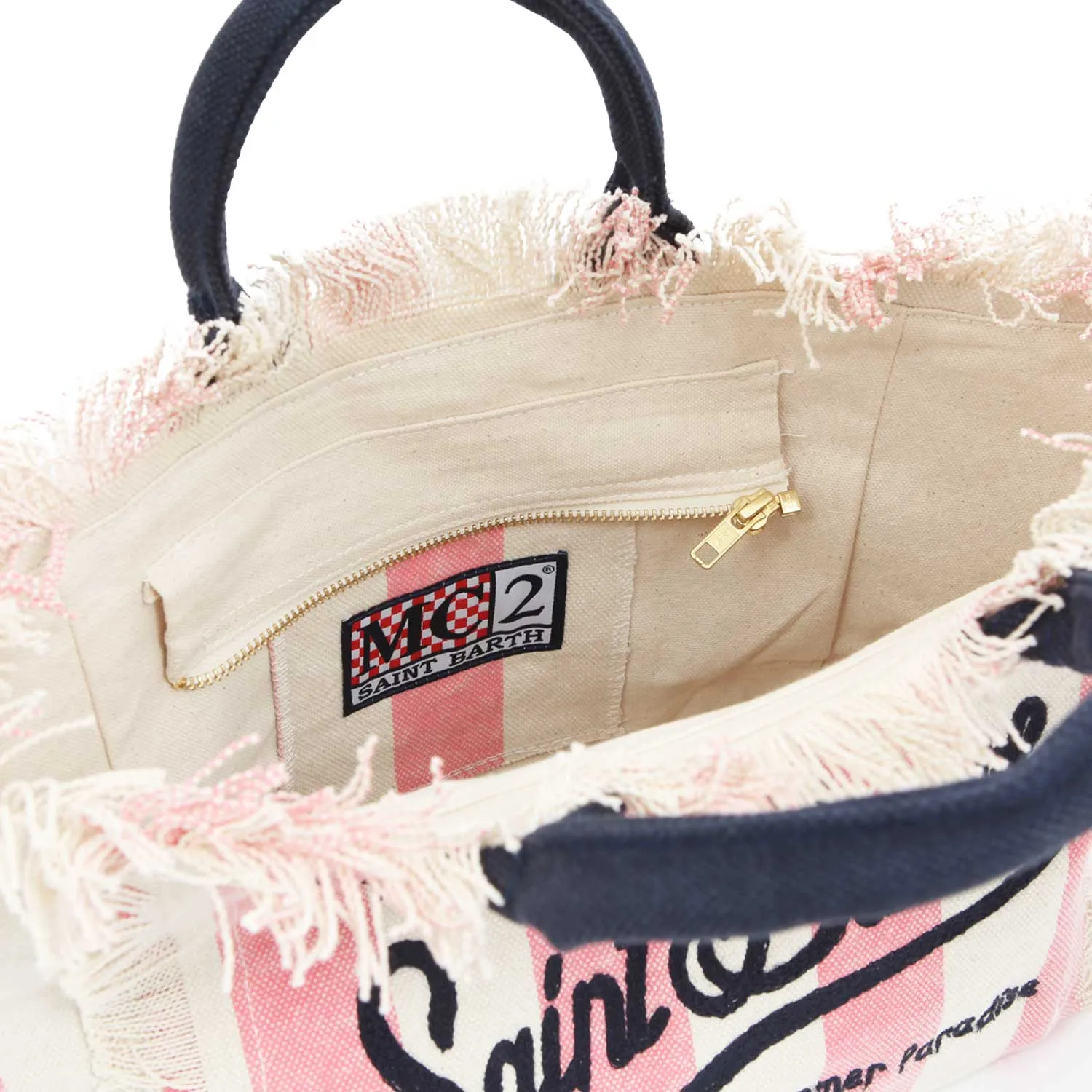 Borsa A Mano Colette Bianca E Rosa A Strisce