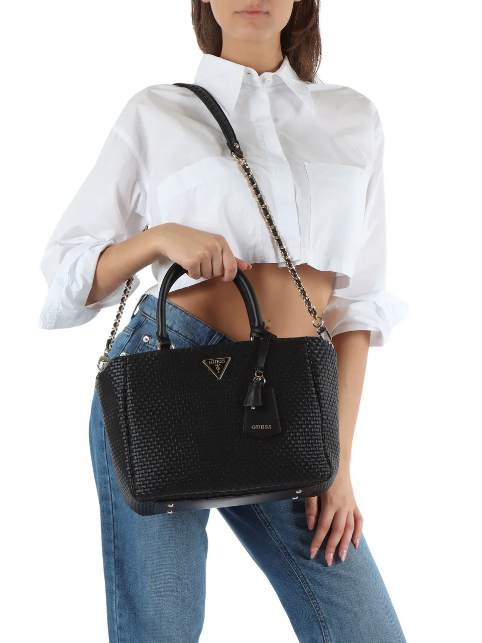 Borsa a mano grande in ecopelle intrecciata ETEL