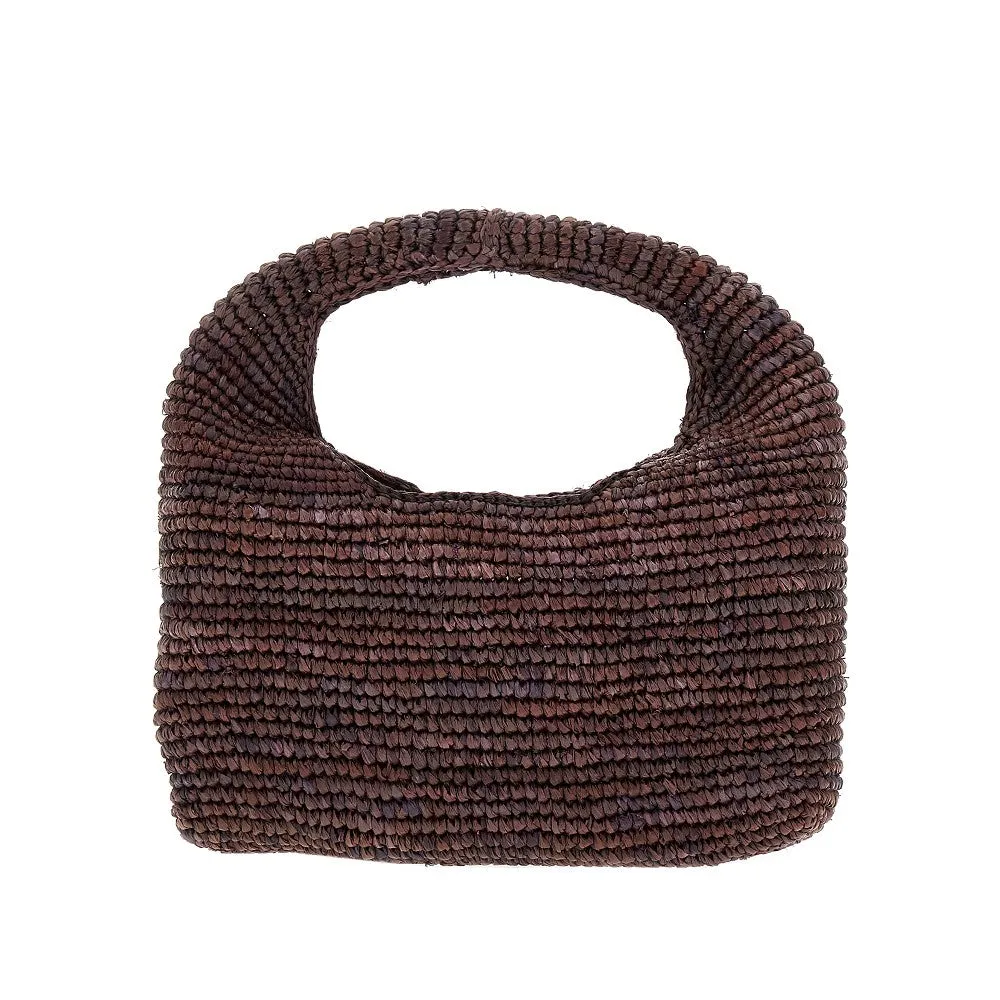 Borsa a mano Halfmoon in rafia