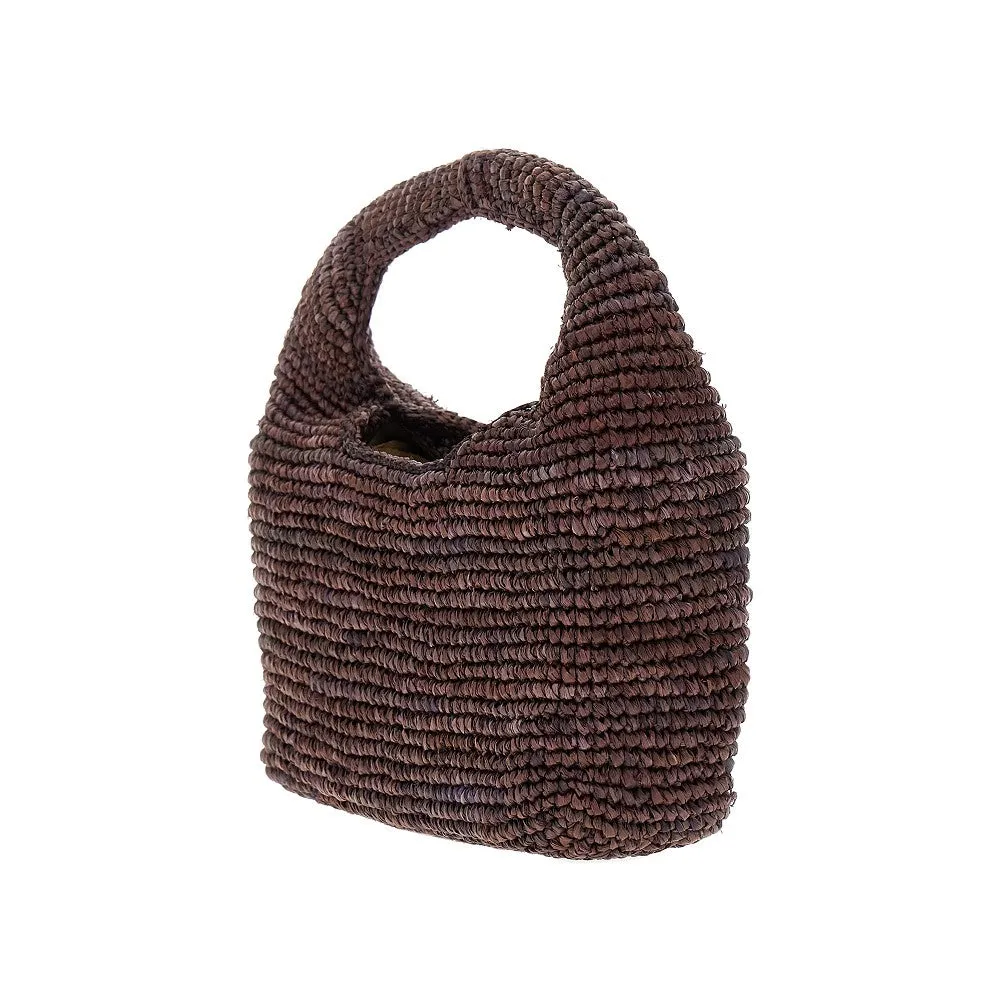 Borsa a mano Halfmoon in rafia