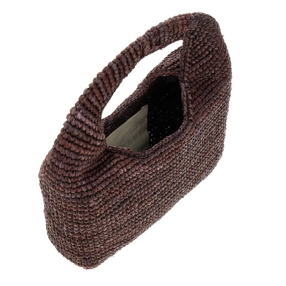 Borsa a mano Halfmoon in rafia