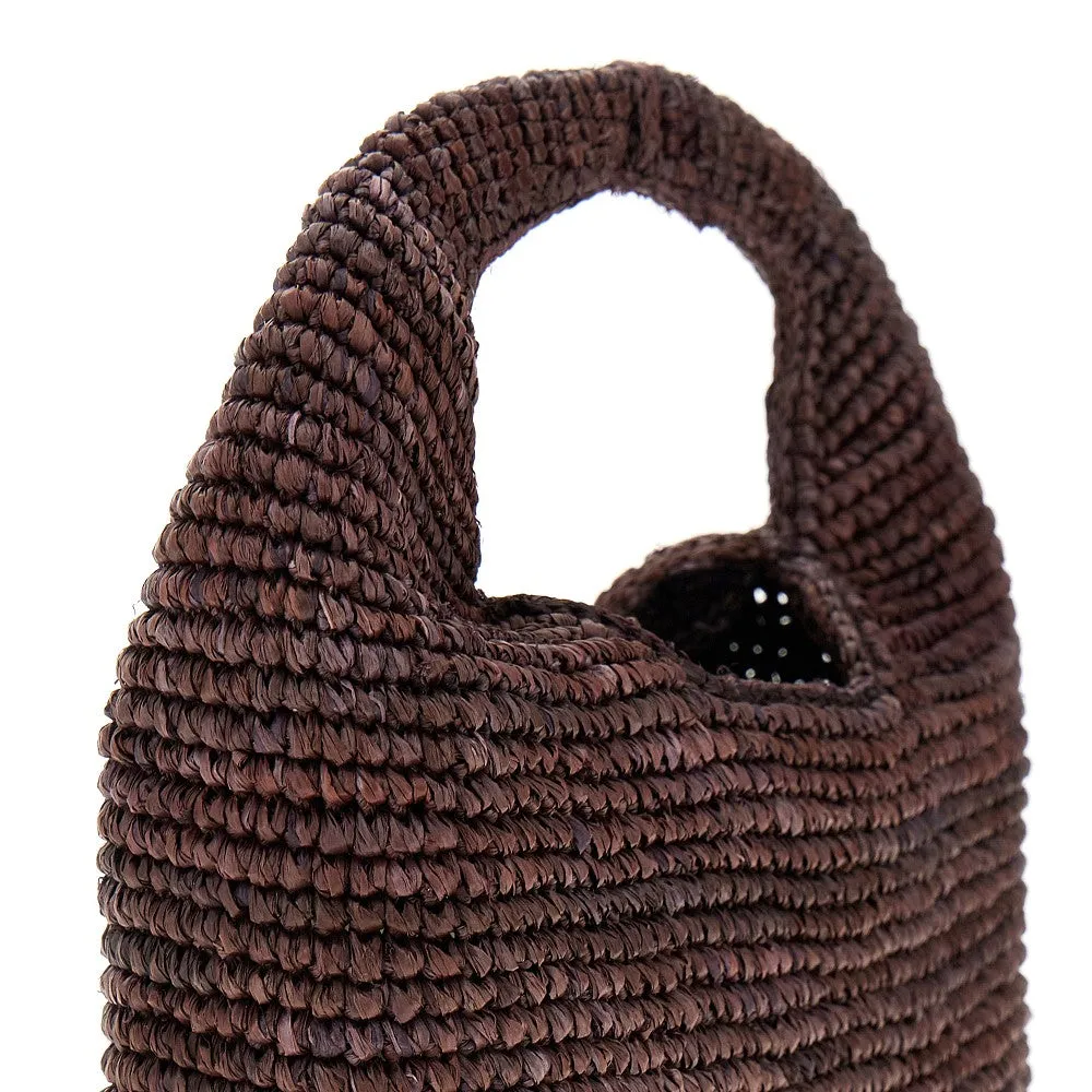 Borsa a mano Halfmoon in rafia