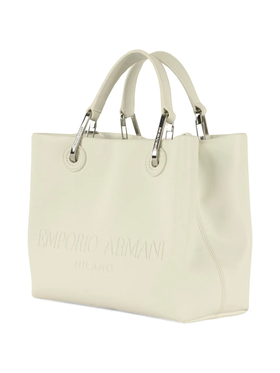 Borsa a mano media con scritta logo a rilievo