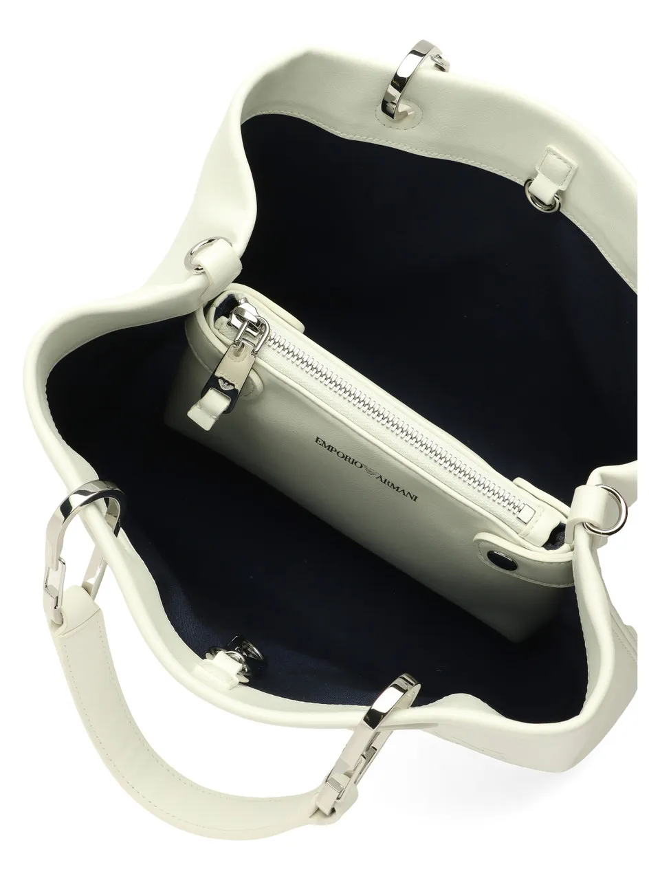 Borsa a mano media con scritta logo a rilievo