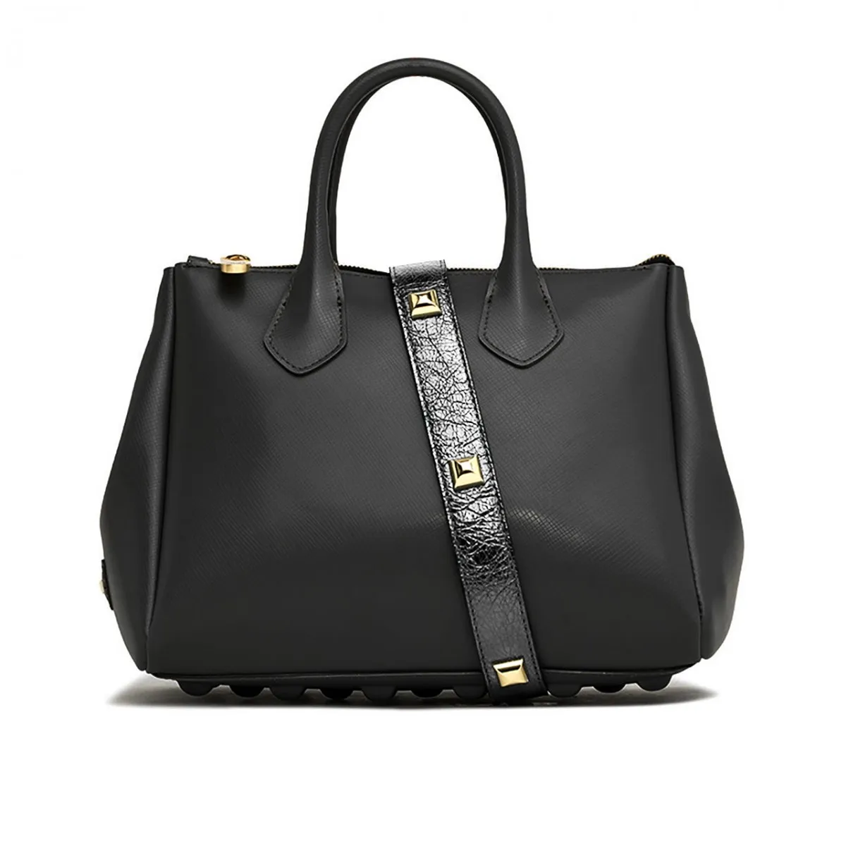 Borsa A Mano Media Maxi Studs, Nero
