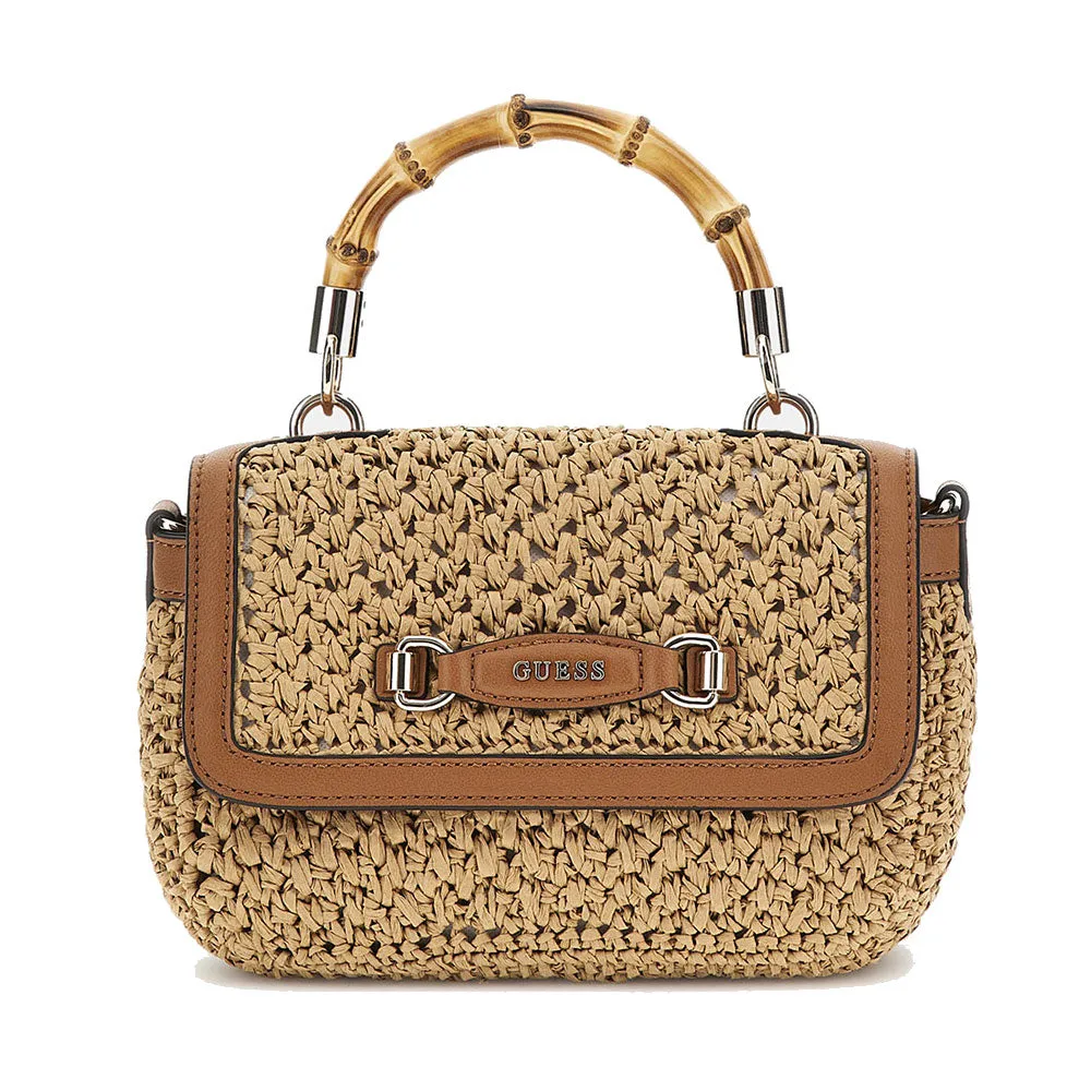 Borsa Donna a Mano con Tracolla GUESS Linea Siria Colore Natural Cognac