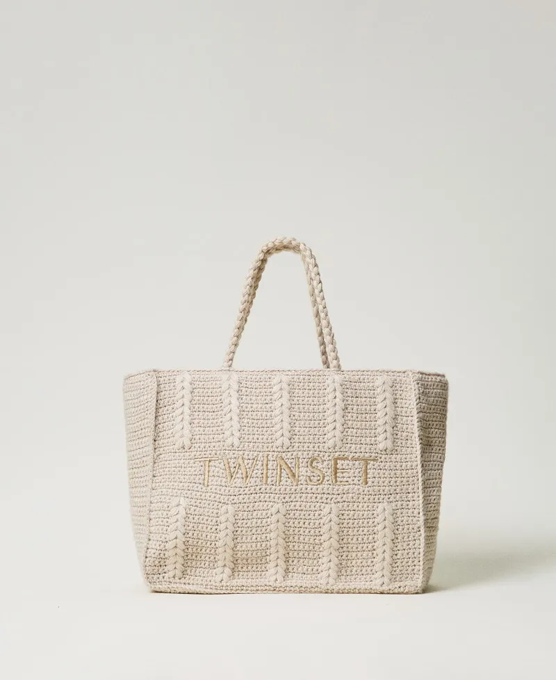 Borsa shopper 'Bohémienne' tricot con logo