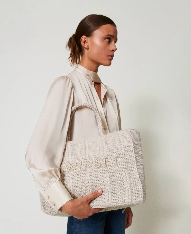 Borsa shopper 'Bohémienne' tricot con logo