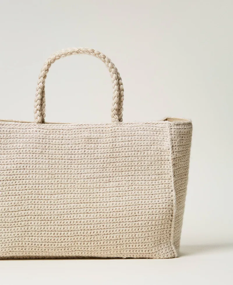 Borsa shopper 'Bohémienne' tricot con logo