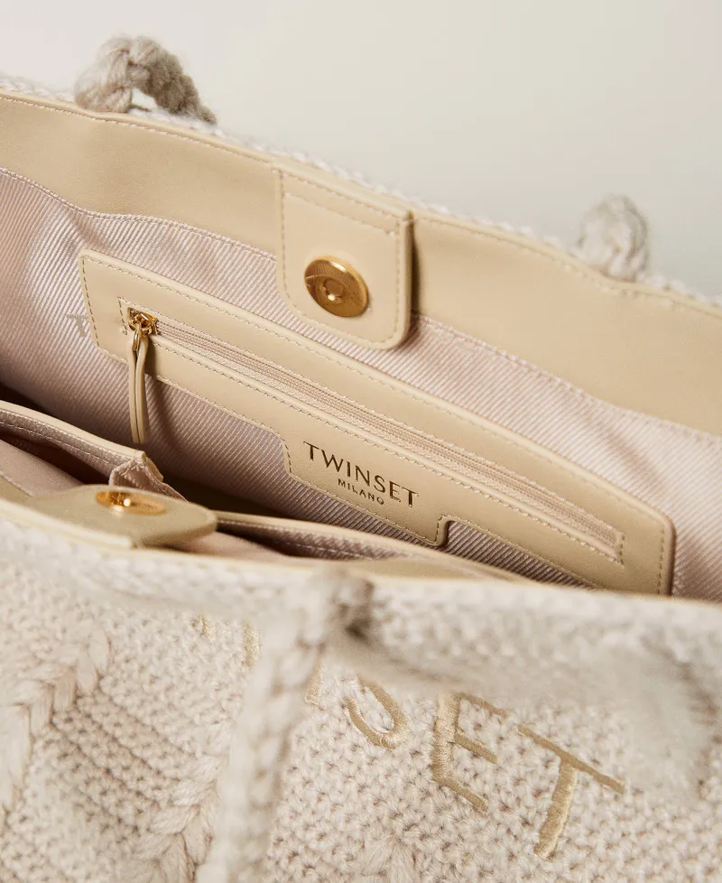 Borsa shopper 'Bohémienne' tricot con logo