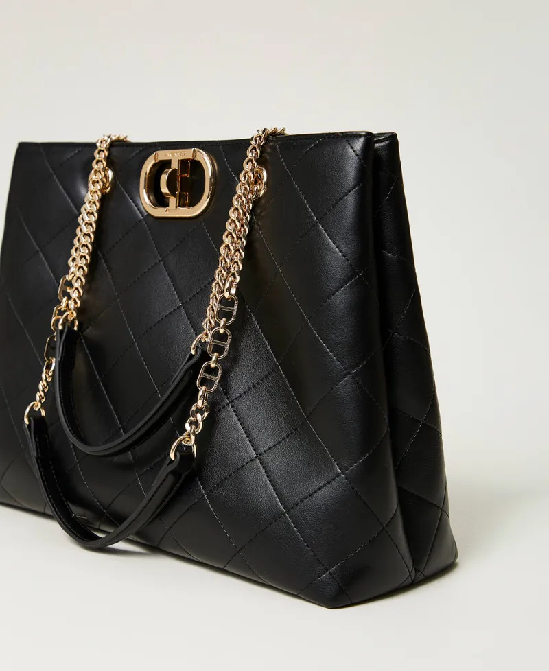 Borsa shopper con chiusura Oval T