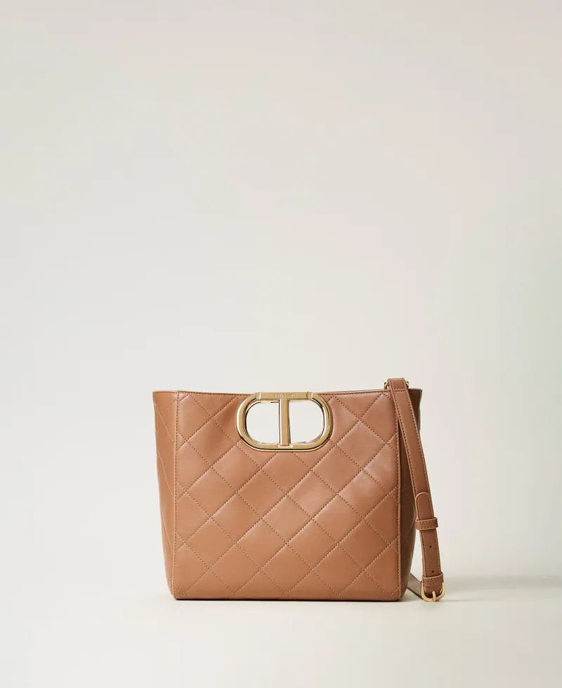 Borsa shopper 'Lila' trapuntata con manico Oval T