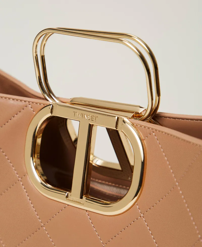 Borsa shopper 'Lila' trapuntata con manico Oval T
