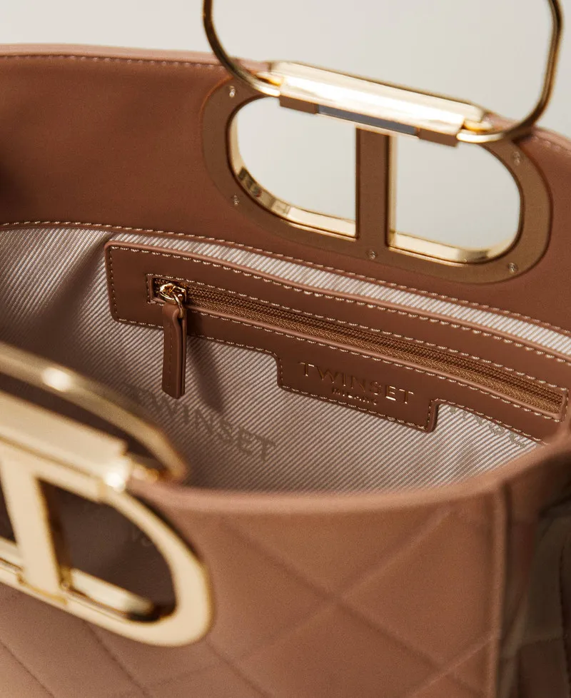 Borsa shopper 'Lila' trapuntata con manico Oval T